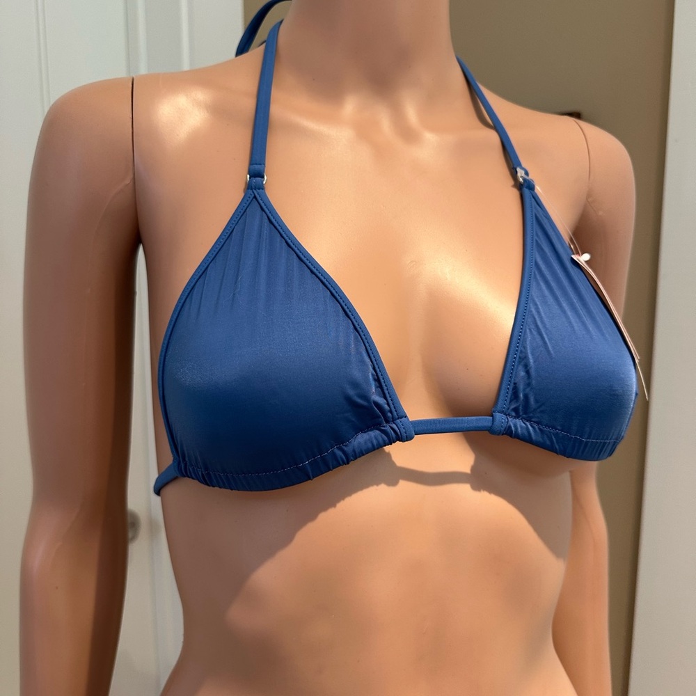 Chic Blue Triangle Bikini Top